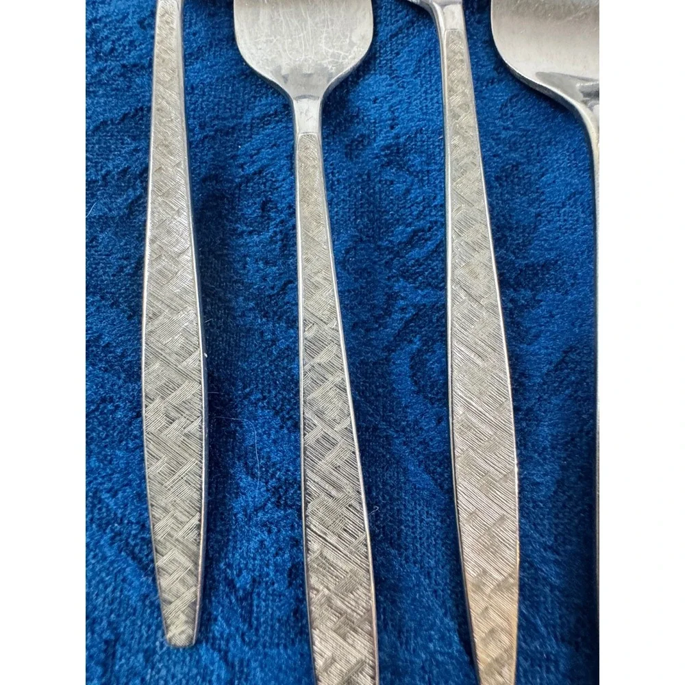 1847 Rogers Bros Carino Silverplate Cocktail Forks Set of 5 Vintage MCM Textured